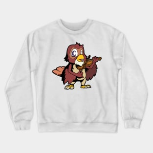 Comic owl playing violin Crewneck Sweatshirt